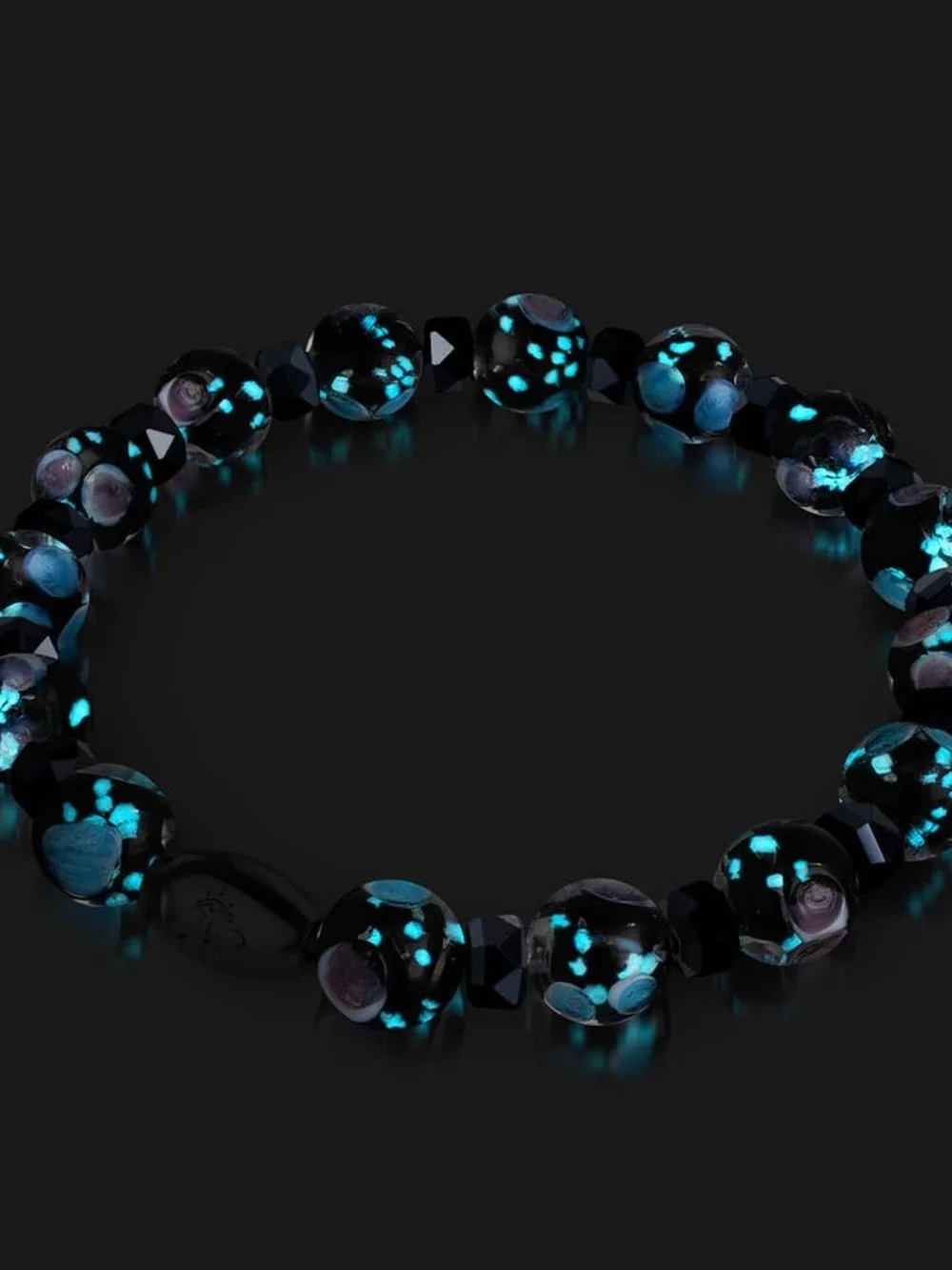 🆕️ NOGU Black Orchid .925 Sterling Silver Firefly Glass Blossom Bracelet